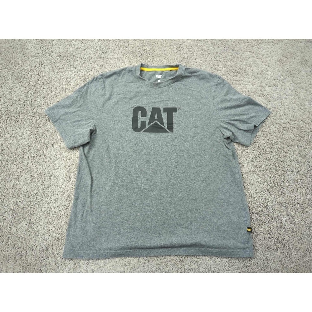 CAT Caterpillar Graphic Tee‎ Mens XL Gray Excellent Short Sleeve Logo Shirt